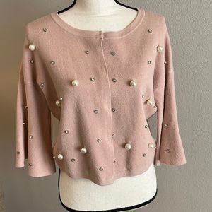 Rhinestones and pearls sweater